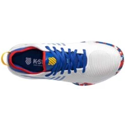 K-Swiss Hypercourt Supreme Men's Tennis Shoe (White/Classic Blue/Berry Red) -Ball Games Store 06615 166.06