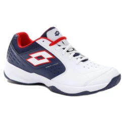 Lotto Space 600 II Men's Tennis Shoe (All White/Navy Blue)