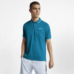 Nike Men's Court Dri-Fit Team Polo (Turquoise/White) -Ball Games Store 939137 425 PHSFM001 1000