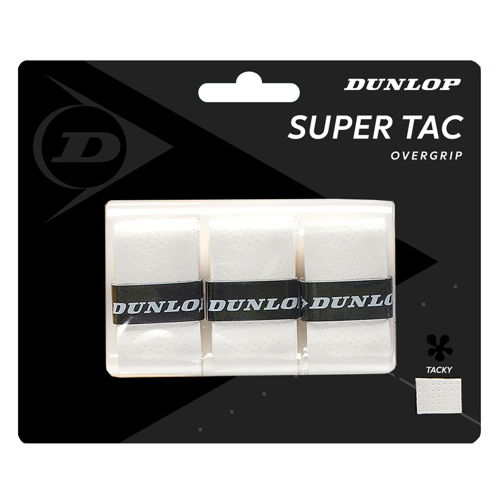 Dunlop Super Tac Overgrip 3 Pack (White) 1 Dunlop Super Tac Overgrip 3 Pack (White)