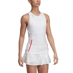 Adidas Women's Stella McCartney Tank Top (White) -Ball Games Store EA3122 APP on model walking white
