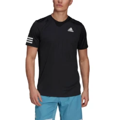 Adidas Men's 3 Stripes Club Top (Black) -Ball Games Store GL5403 APP on model front white