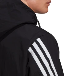 Adidas Men's 3 Stripes Tape Jacket (Black/White) -Ball Games Store GM5752 APP on model detail 3 white