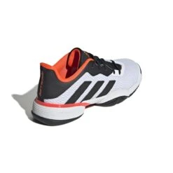 Adidas Barricade Junior Tennis Shoe (White/Black/Red) -Ball Games Store GW2996 7 FOOTWEAR Photography BackLateralTopView white