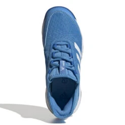 Adidas Adizero Club Junior Tennis Shoe (Pulse Blue/Cloud White) -Ball Games Store GX1854 3 FOOTWEAR Photography TopPortraitView white