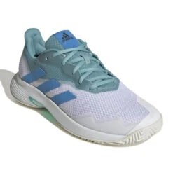 Adidas CourtJam Control Men's Tennis Shoe (Mint/Blue/White) -Ball Games Store GY4002 6 FOOTWEAR Photography FrontLateralTopView white