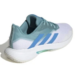 Adidas CourtJam Control Men's Tennis Shoe (Mint/Blue/White) -Ball Games Store GY4002 7 FOOTWEAR Photography BackLateralTopView white