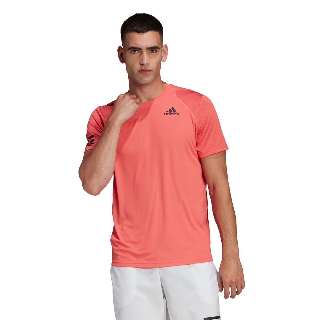 Adidas Men's 3 Stripes Club Top (Semi Turbo/Black) 1 Adidas Men's 3 Stripes Club Top (Semi Turbo/Black)