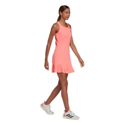 Adidas Women's Club Dress (Orange/Black) -Ball Games Store HF1773 APP on model walking white