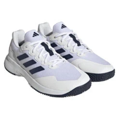 Adidas GameCourt 2 Men's Tennis Shoe (White/Navy) -Ball Games Store HQ8809 6 FOOTWEAR Photography FrontLateralTopView transparent