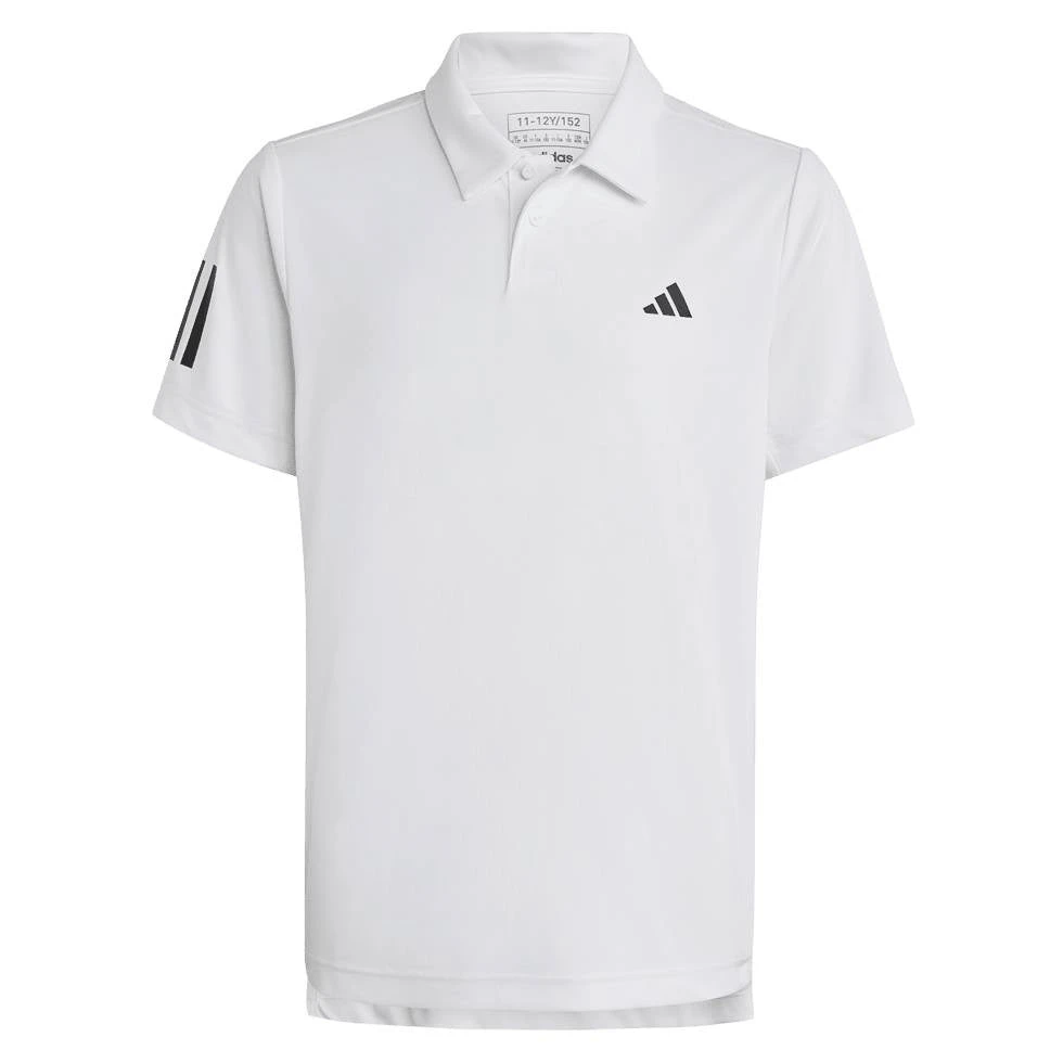 Adidas Boy's 3 Stripe Club Polo (White) 1 Adidas Boy's 3 Stripe Club Polo (White)