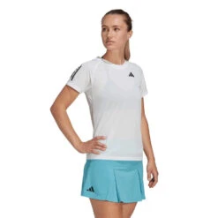 Adidas Women's Club 3 Stripe Top (White) -Ball Games Store HS1449 6 APPAREL OnModel WalkingView transparent