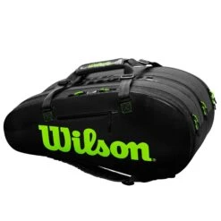 Wilson Super Tour 15 Pack Racquet Bag (Black/Green) -Ball Games Store WR8004101001 Super Tour 3 Comp BKGR Front