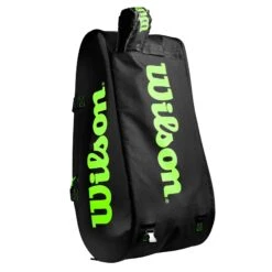 Wilson Super Tour 15 Pack Racquet Bag (Black/Green) -Ball Games Store WR8004101001 Super Tour 3 Comp BKGR Removable Straps Detail