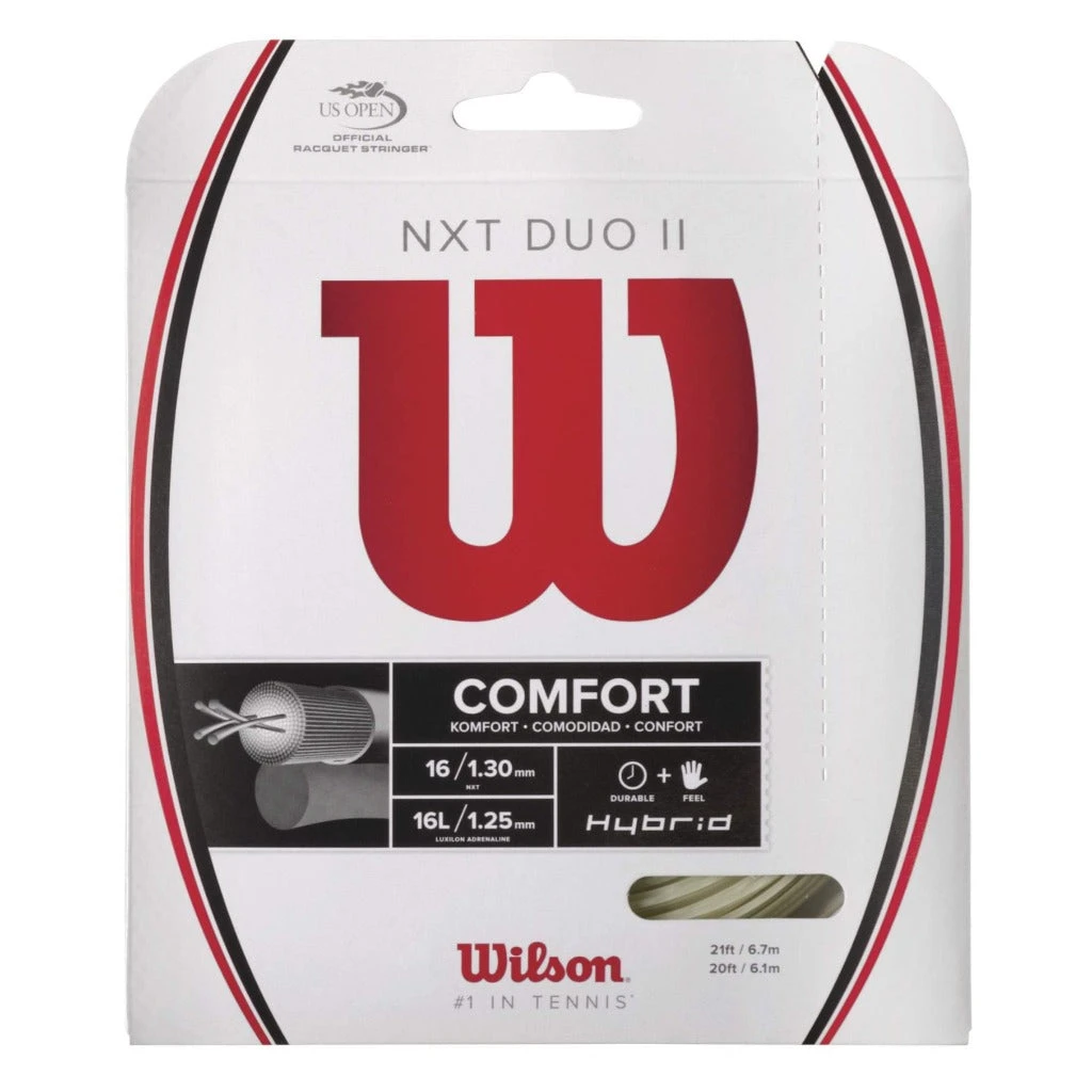 Wilson Duo II (Luxilon Adrenaline 16L/1.25 & Wilson NXT 16/1.30) Hybrid Tennis String 1 Wilson Duo II (Luxilon Adrenaline 16L/1.25 & Wilson NXT 16/1.30) Hybrid Tennis String