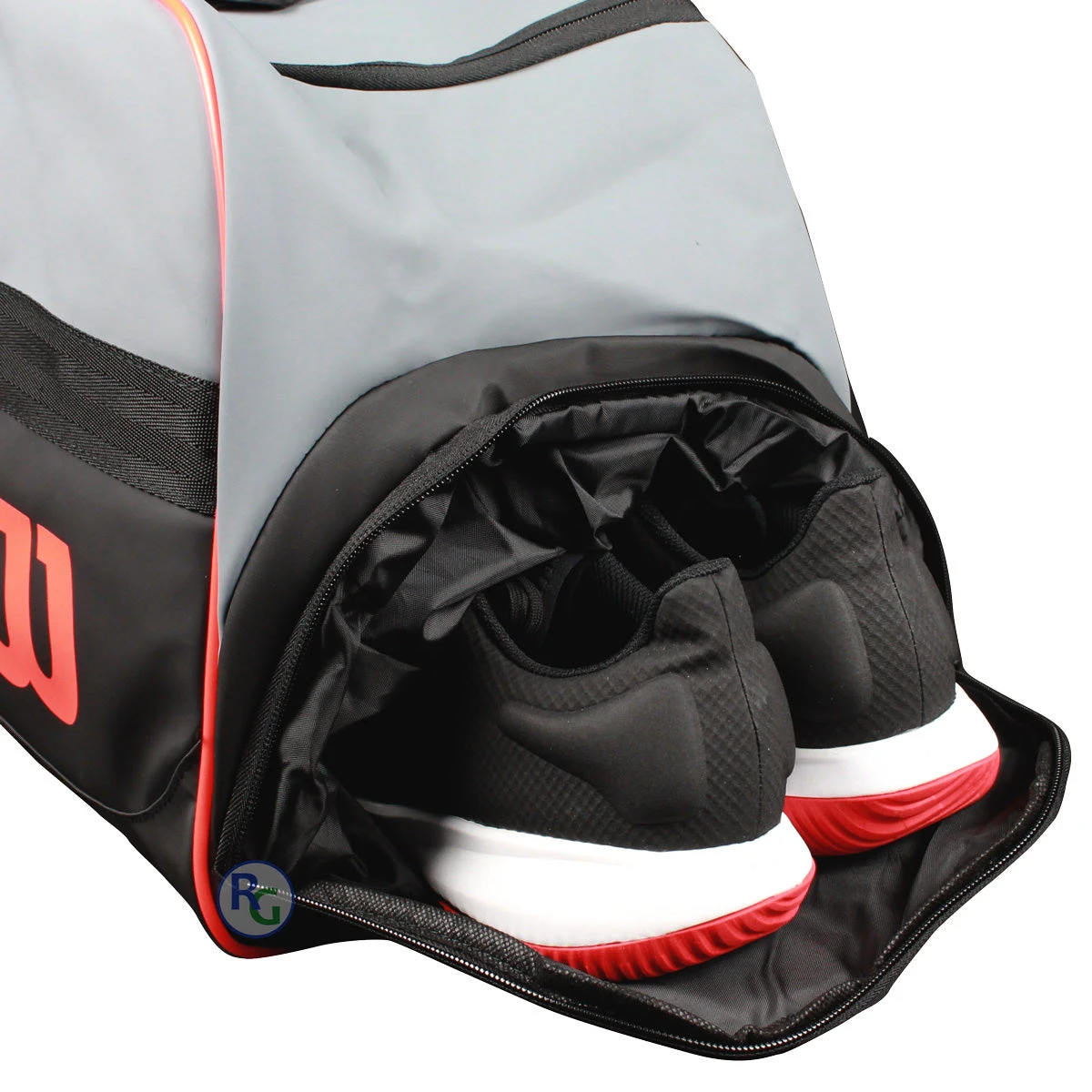 Wilson Clash Duffel Large Racquet Bag (Grey/Black/Infrared) 7 Wilson Clash Duffel Large Racquet Bag (Grey/Black/Infrared) - Image 7