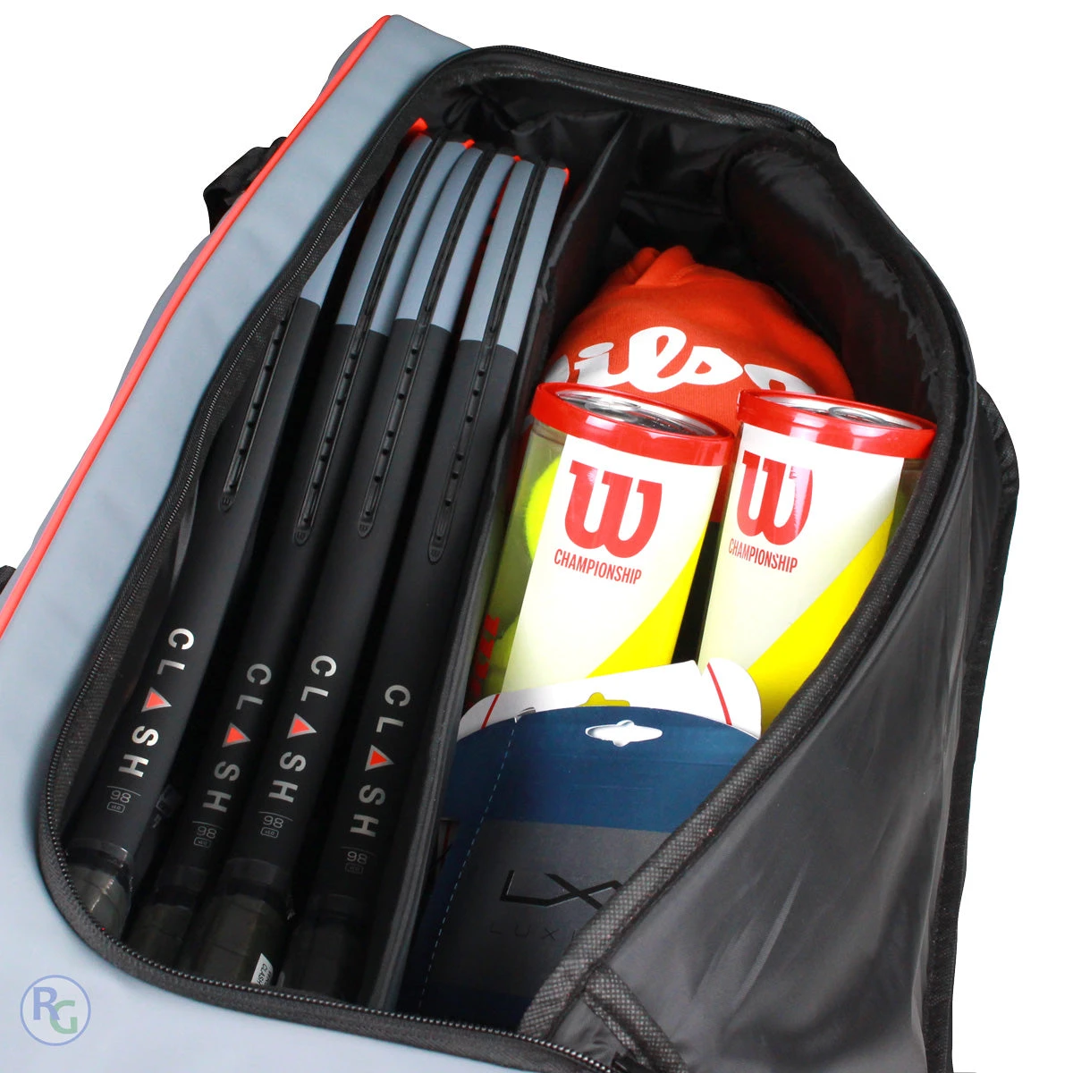 Wilson Clash Duffel Large Racquet Bag (Grey/Black/Infrared) 5 Wilson Clash Duffel Large Racquet Bag (Grey/Black/Infrared) - Image 5