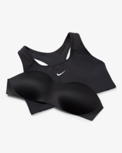 Nike Women's Dri-FIT Swoosh Medium Support 1 Piece Pad Sports Bra (Black/White) -Ball Games Store dri fit swoosh support 1 piece pad sports bra mx9N8j 5c7d79bb 1590 47dd 896a fbf7a97dda6f