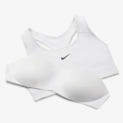 Nike Women's Dri-FIT Swoosh Medium Support 1 Piece Pad Sports Bra (White/Black) -Ball Games Store dri fit swoosh support 1 piece pad sports bra mx9N8j 6e5c250c fb79 4f15 804a 55cb63718b6d