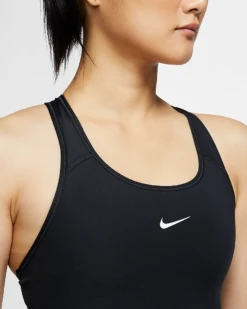 Nike Women's Dri-FIT Swoosh Medium Support 1 Piece Pad Sports Bra (Black/White) -Ball Games Store dri fit swoosh support 1 piece pad sports bra mx9N8j b4b9eceb e6e5 4fba 9e70 4fb4905afae9