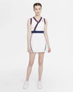 Nike Women's Dri-FIT Slam Dress (White/Binary Blue) -Ball Games Store nikecourt dri fit slam womens tennis dress tT8dbn 9982136e b884 448c 8ead 5733eb3bef45