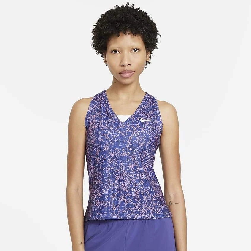 Nike Women's Dri-FIT Victory Print Tank (Purple/White) 1 Nike Women's Dri-FIT Victory Print Tank (Purple/White)
